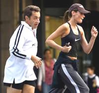 Николя Саркози и Карла Бруни на пробежке